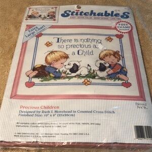Dimensions Counted Cross Stitch Kit "Precious Children" 1992 VTG 10"X8" 72122